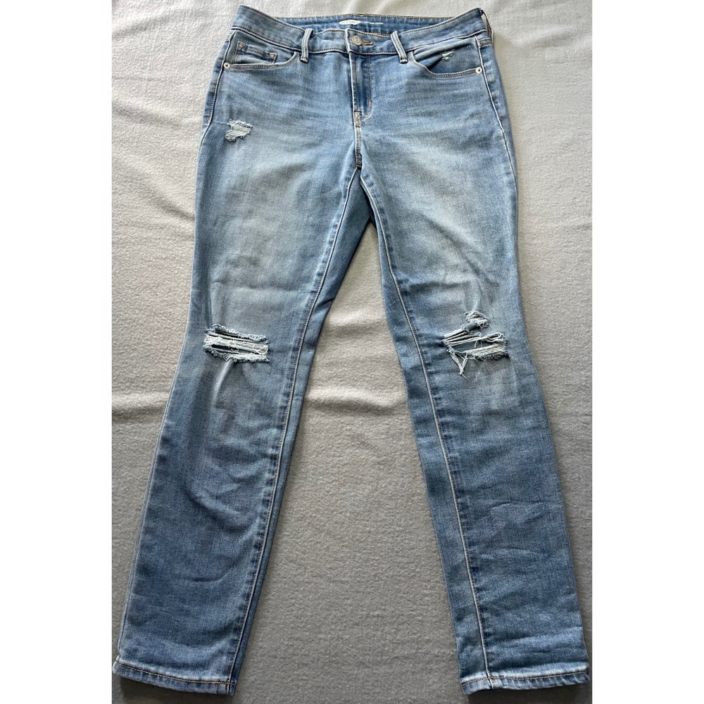 Old Navy Pop Icon Skinny Jeans Light Wash Distressed Ripped Knee Womens 6 short‎